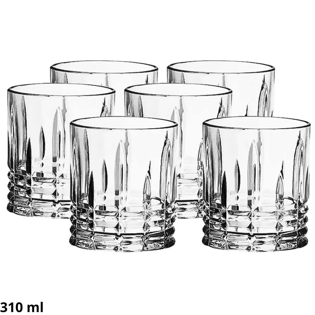 ICHIMATSU - Set x6 Vasos Bajos Labrados c/Líneas de 310 ml- Ichimatsu