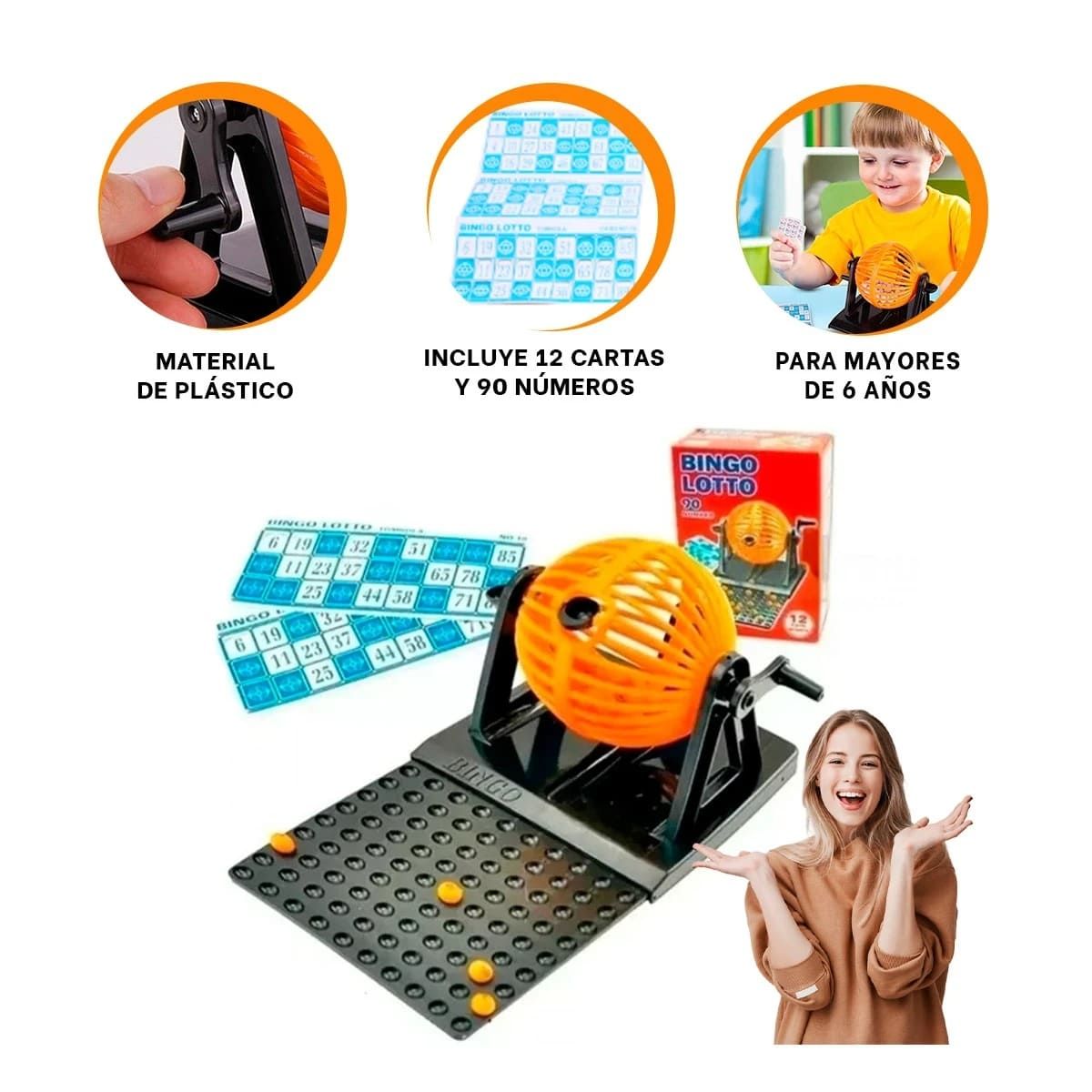 GENERICO - Pack6 Bolillera Resistente con 90 Numeros de Color Rojo