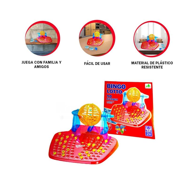 GENERICO - Pack2 Bingo Portatil para Casa Rojo Y+Banderitas Adhesivas