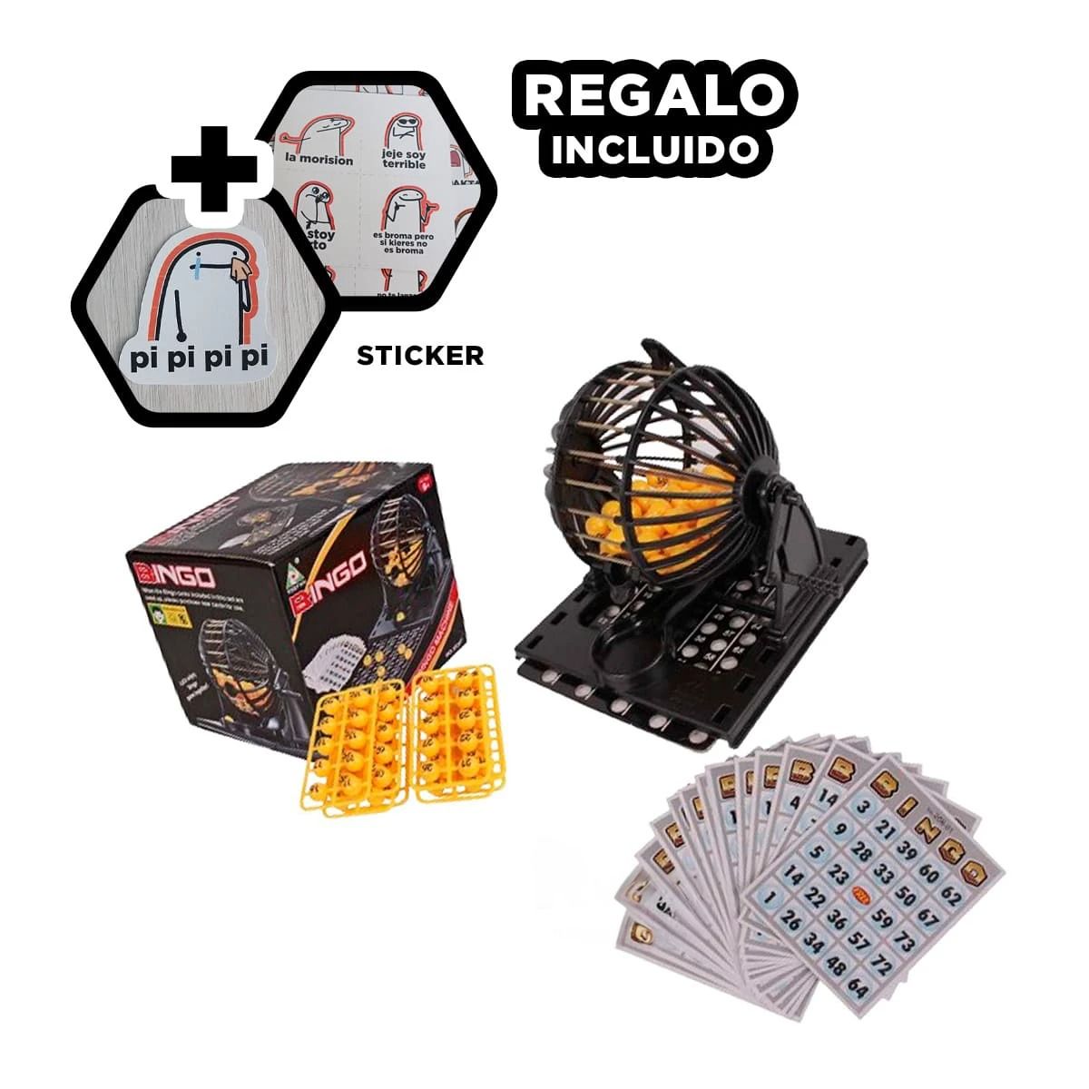 GENERICO - Bingo Familiar y Mediano de Color Negro Y+Regalo Stickers