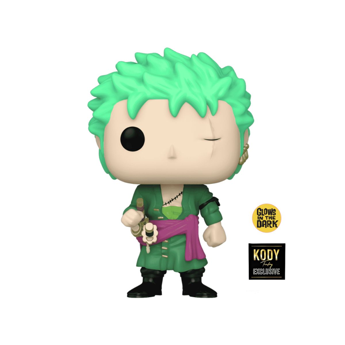 FUNKO - Pop Roronoa Zoro Funko Pop (Glow) 327 One Piece Exclusivo Kody