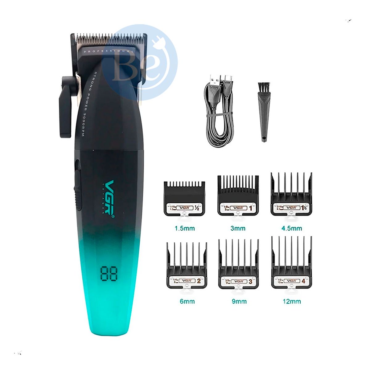 VOYAGER - Cortadora de Cabello VGR V-003 Turbo 9000 RPM y Kit Barbero