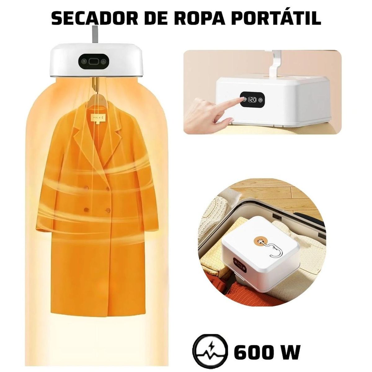 GENERICO - Secador de Ropa Eléctrico Portátil Plegable Multifuncional de 600W