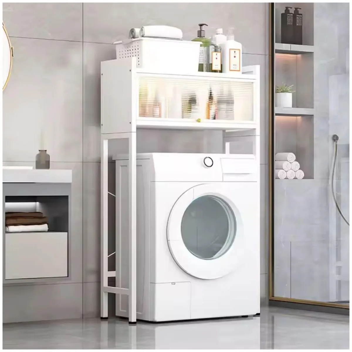 GENERICO - Estante Organizador de Metal para Lavadora Baño 135x70x25cm Blanco