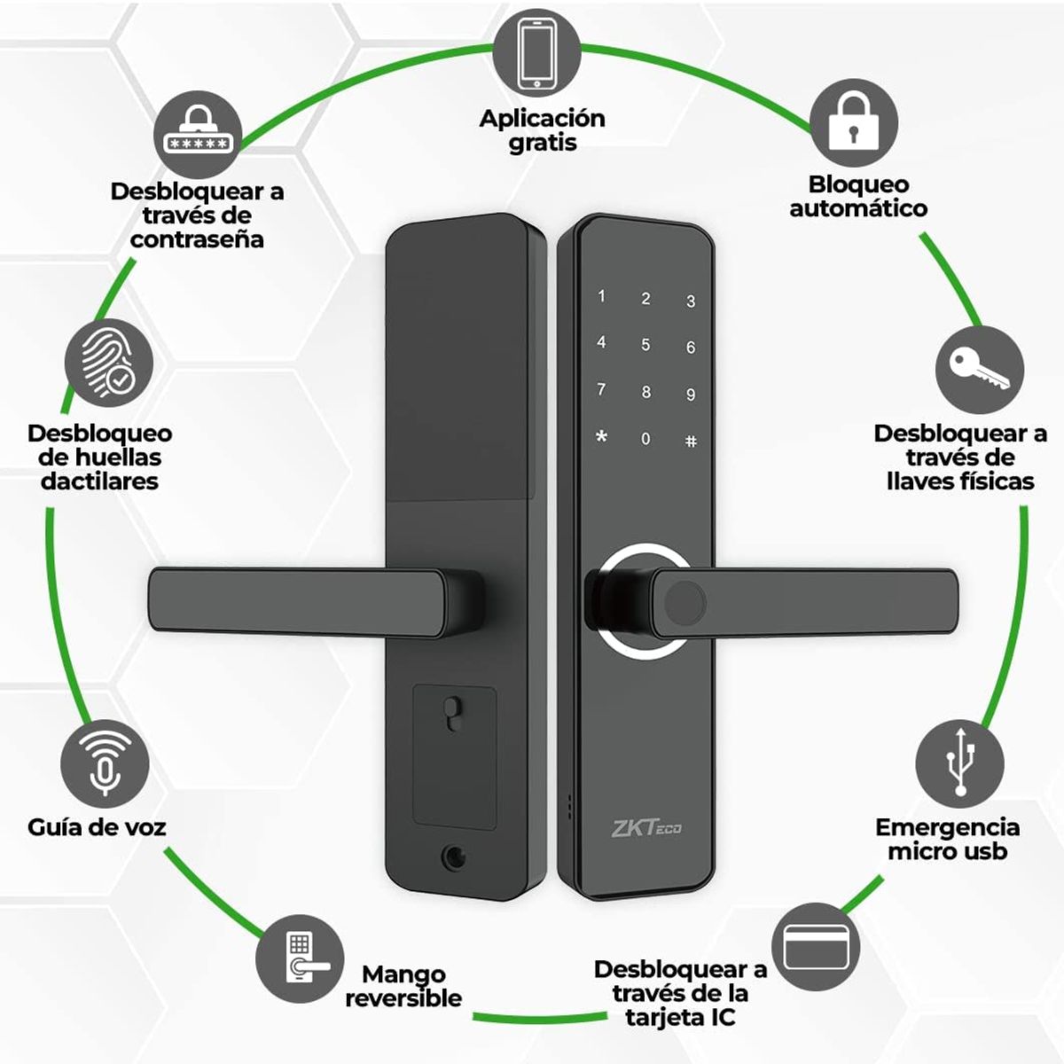 MALCREADO34380 - Cerradura Inteligente Wi-Fi con Lector de Huellas Digitales ML100 ZKTeco