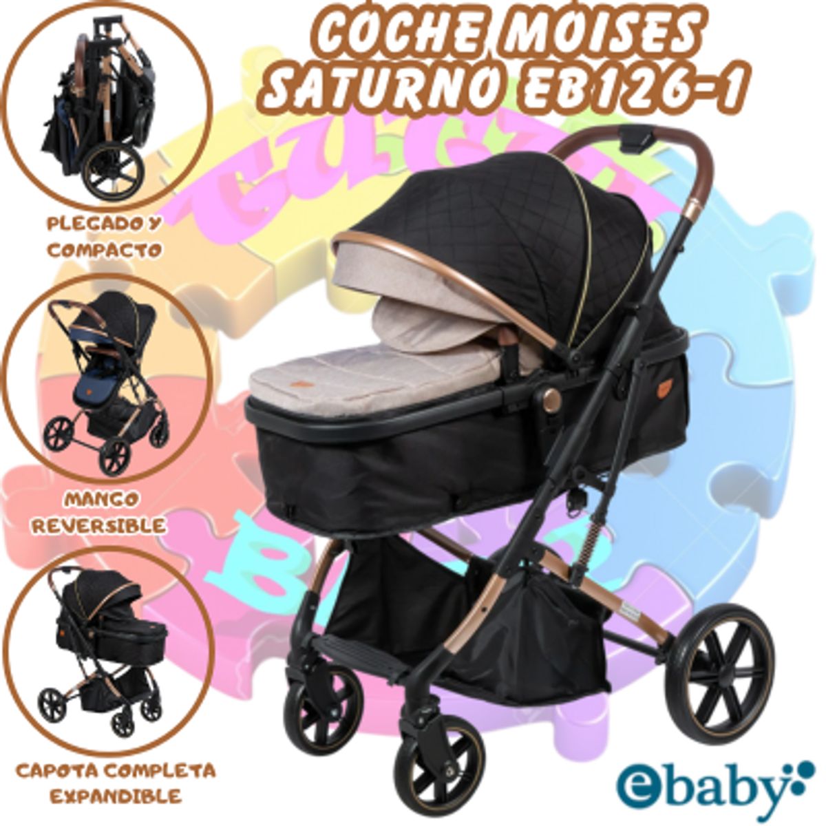 EBABY - Coche Moises de Lujo Saturno 126-1 Beige