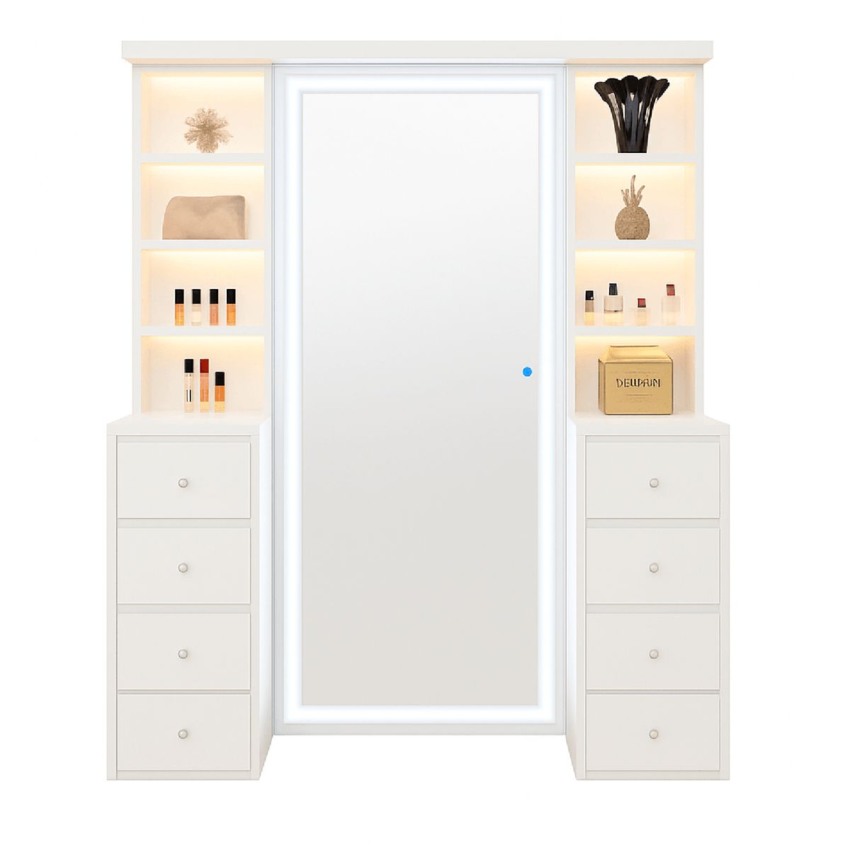 MUEBLES CRISOSTOMO - Tocador de Melamina Led Blanco 120cm