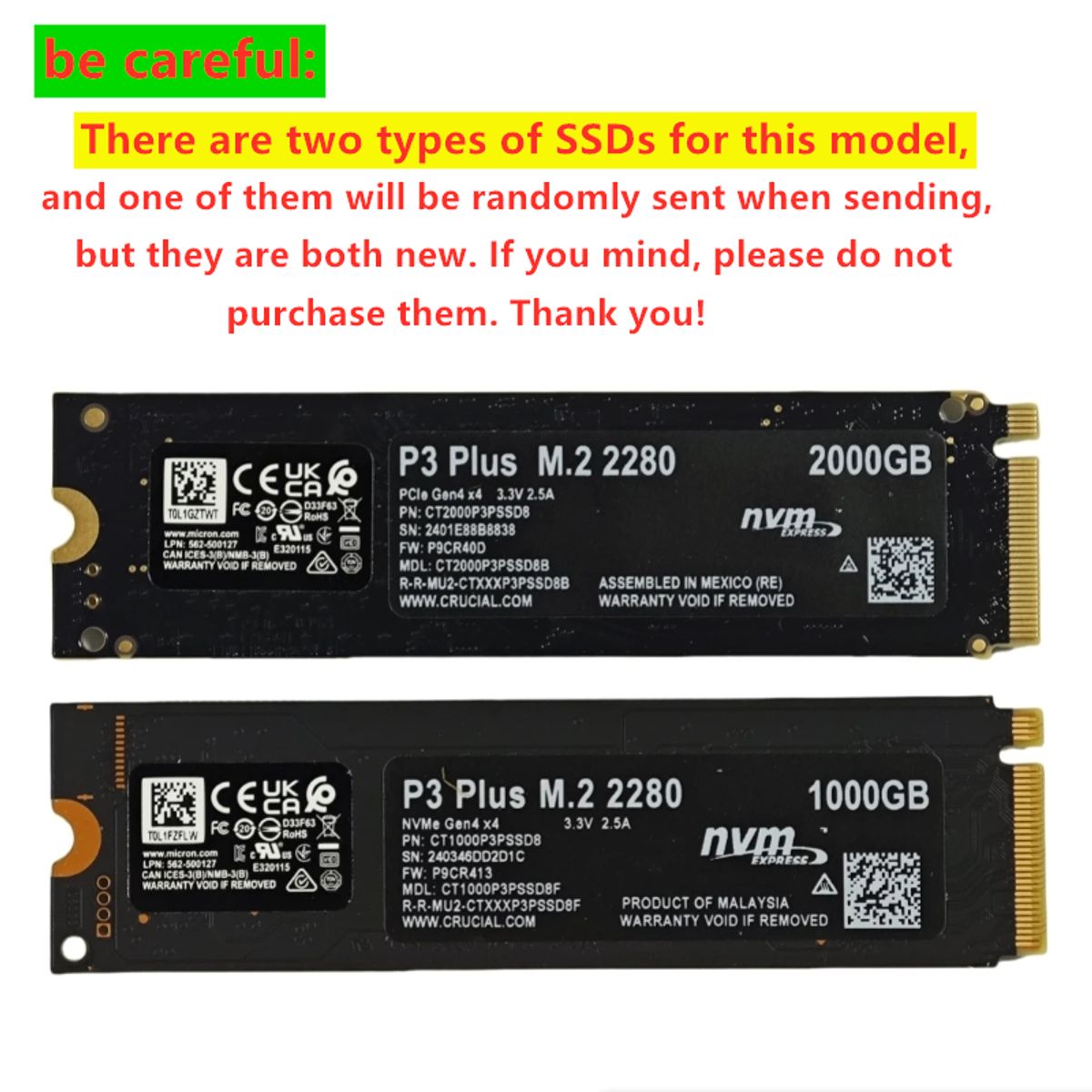 CRUCIAL - Crucial SSD P3 Plus 1TB PCIe Gen4 3D NAND NVMe M.2 2280 unidad de estado sólido