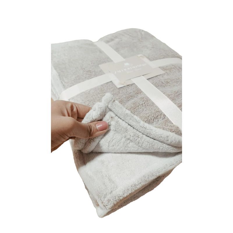 GENERICO - Manta Nórdica Doble Cara 178x150cm Marrón Jaspeado nieve