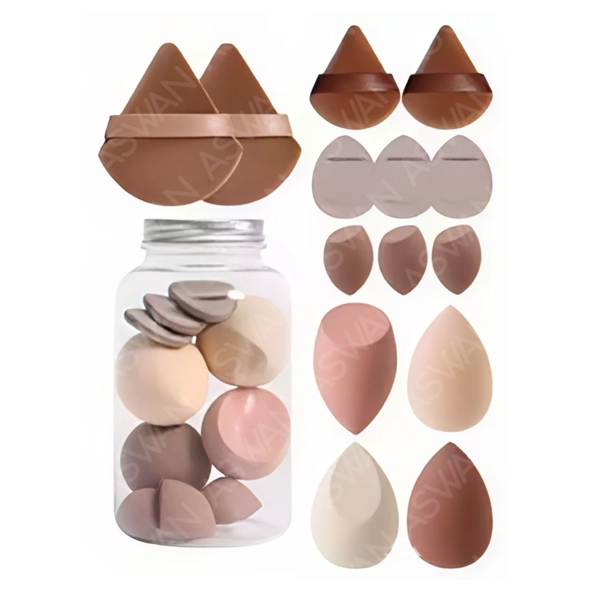 GENERICO - Set de Esponjas Para Maquillaje x14 Piezas Marrones