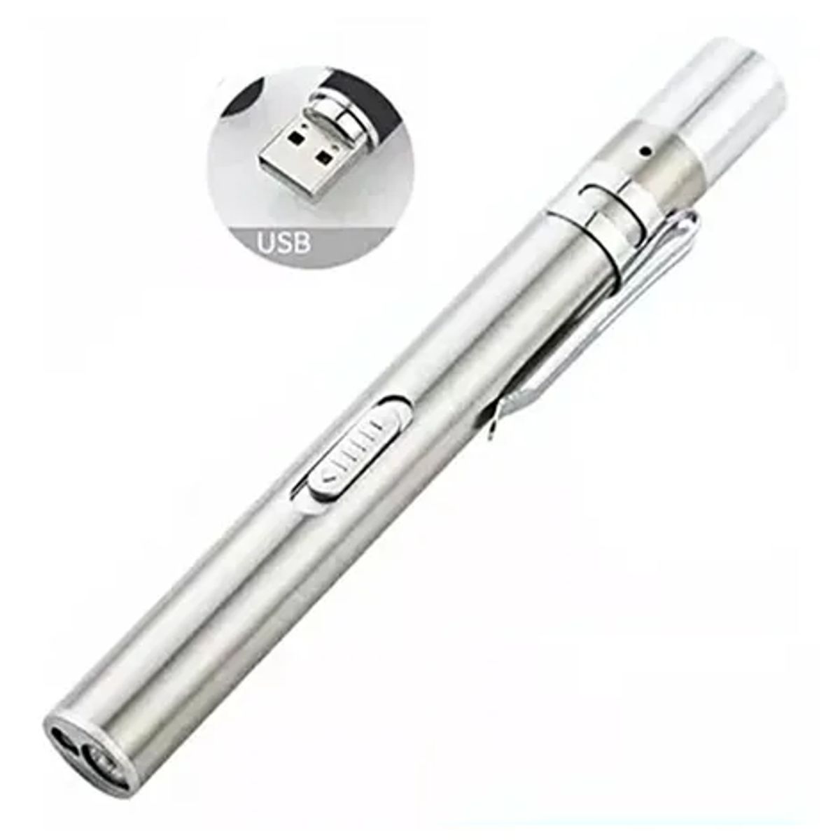 GENERICO - LINTERNA MEDICA DE DIAGNOSTICO RECARGABLE POR USB- PLATA