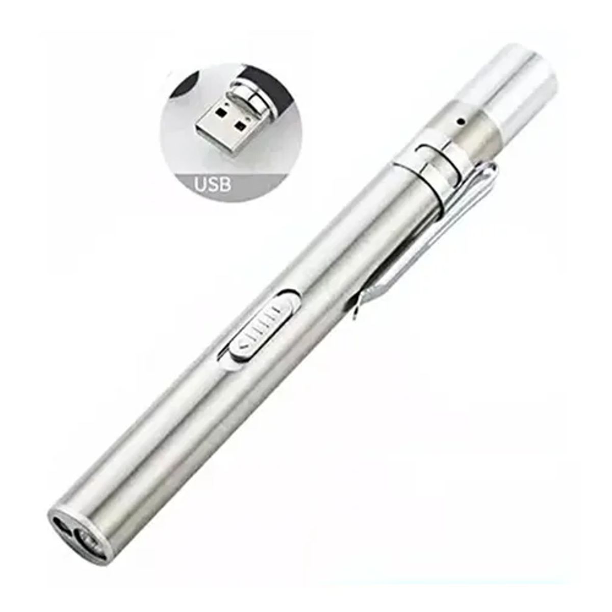 GENERICO - LINTERNA MEDICA DE DIAGNOSTICO RECARGABLE POR USB- PLATA