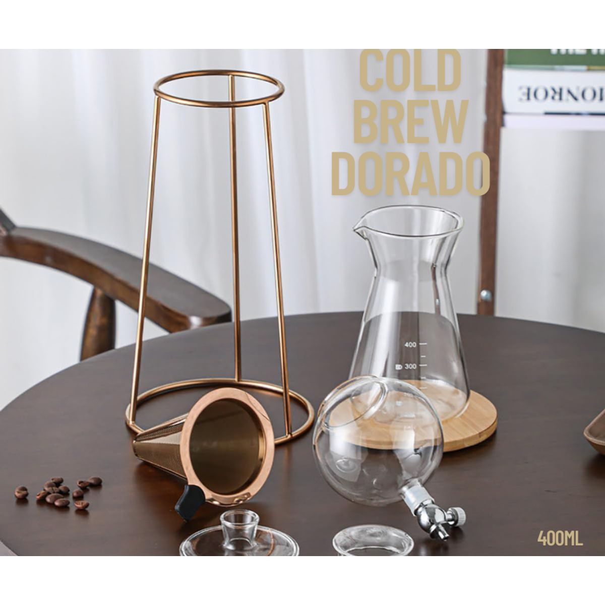 GENERICO - Cafetera COLD BREW  400ML  dorado