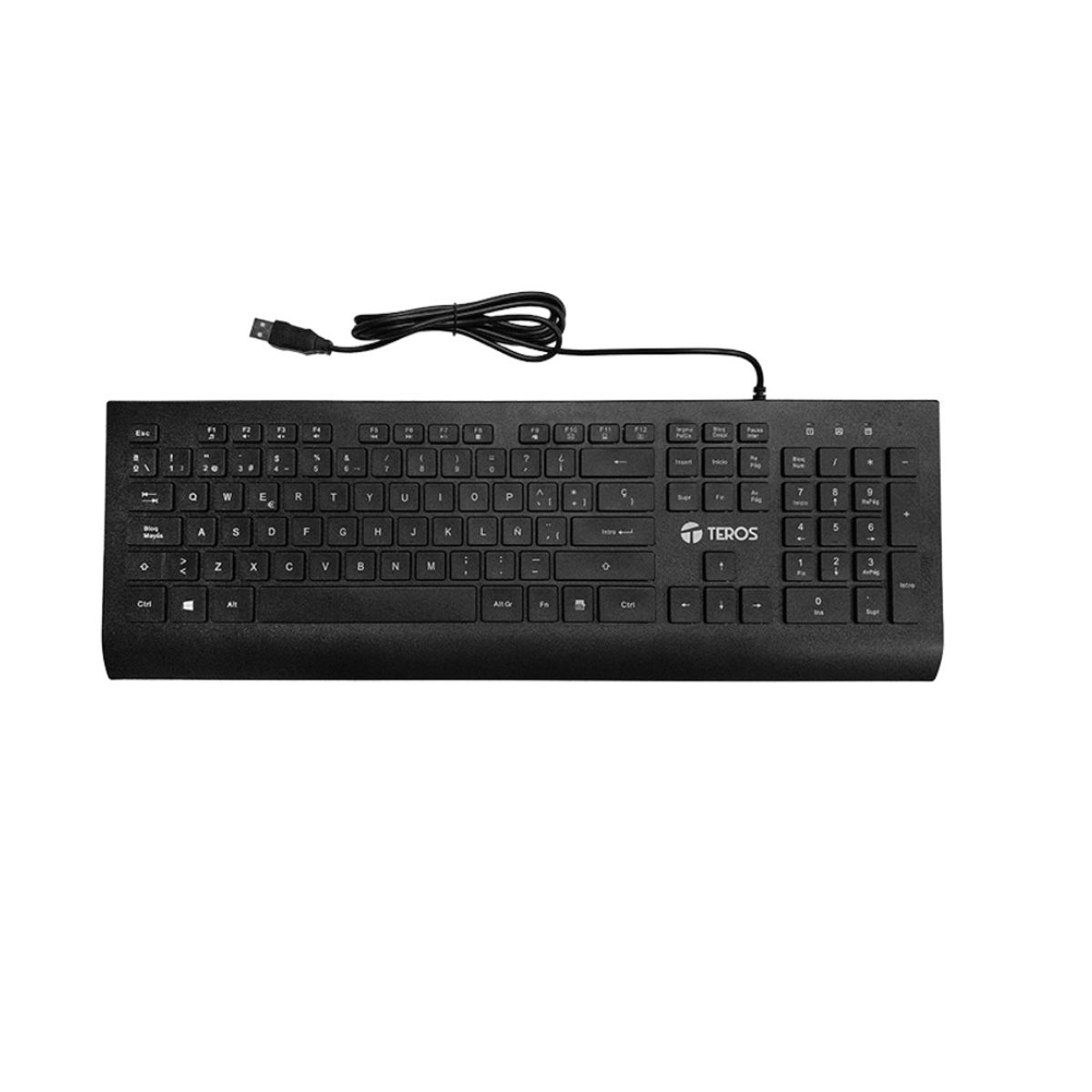 TEROS - Kit teclado y mouse TEROS TE-5010CS USB 2000 DPI 4 botones 105 teclas