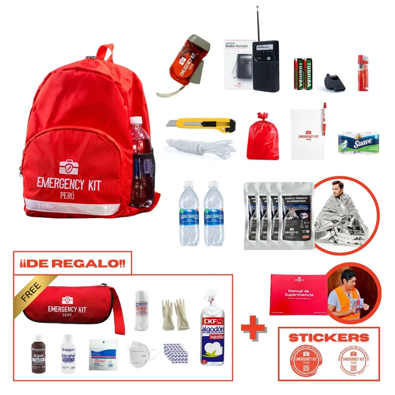EMERGENCY KIT PERU - Mochila de emergencia FAMILIAR 3-4 personas