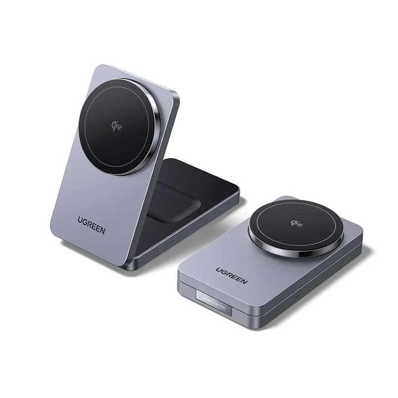 UGREEN - Cargador inalámbrico de 15 W estación de carga rápida MagSafe 2 en 1
