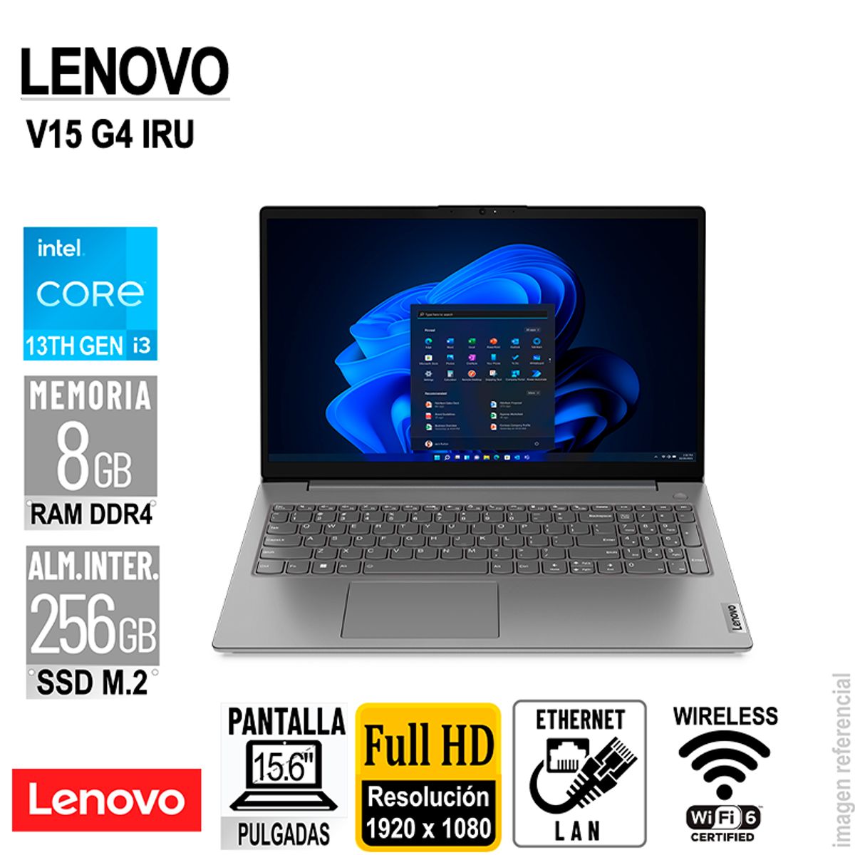 LENOVO - LAPTOP LENOVO V15 G4 IRU 15.6" FHD CORE I3-1315U 1.2 / 4.5GHZ 8GB DDR4-3200MHZ SIN SISTEMA OPERATIVO