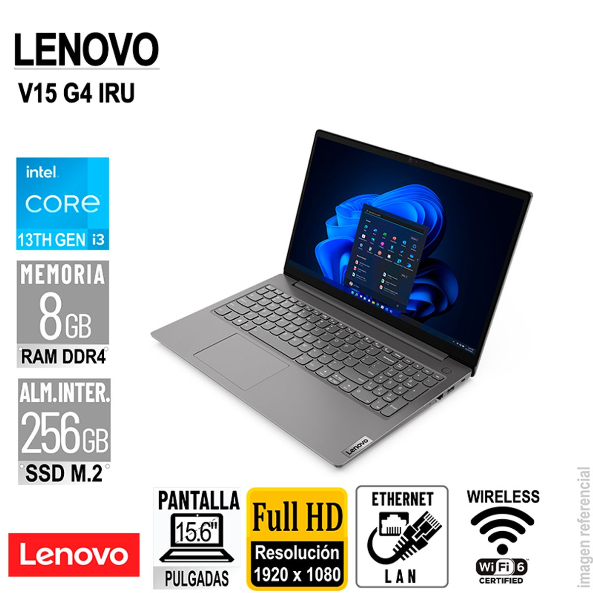LENOVO - LAPTOP LENOVO V15 G4 IRU 15.6" FHD CORE I3-1315U 1.2 / 4.5GHZ 8GB DDR4-3200MHZ SIN SISTEMA OPERATIVO