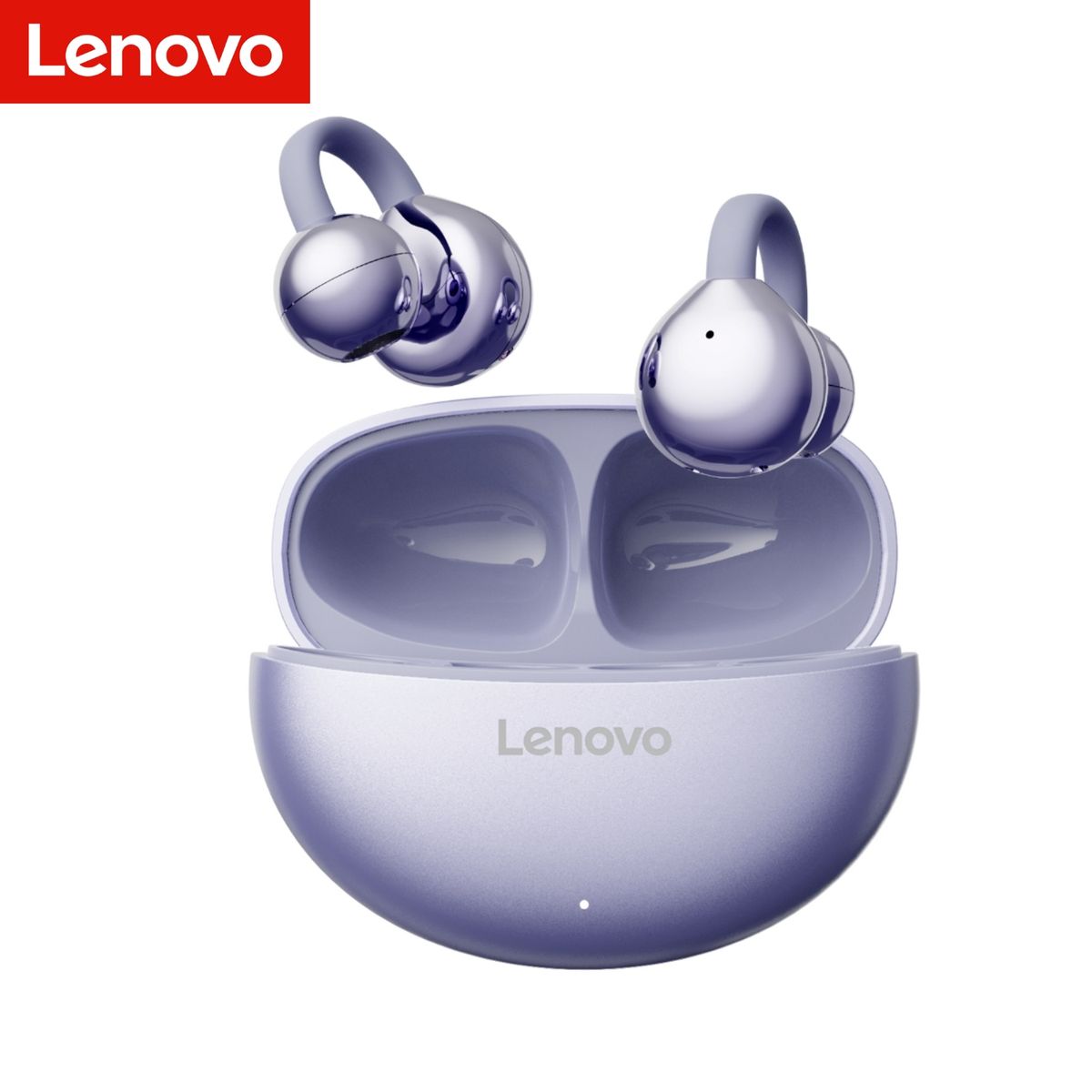 LENOVO - Audífono Lenovo TA140 Clip Ear Morado 24h Bluetooth 5.4