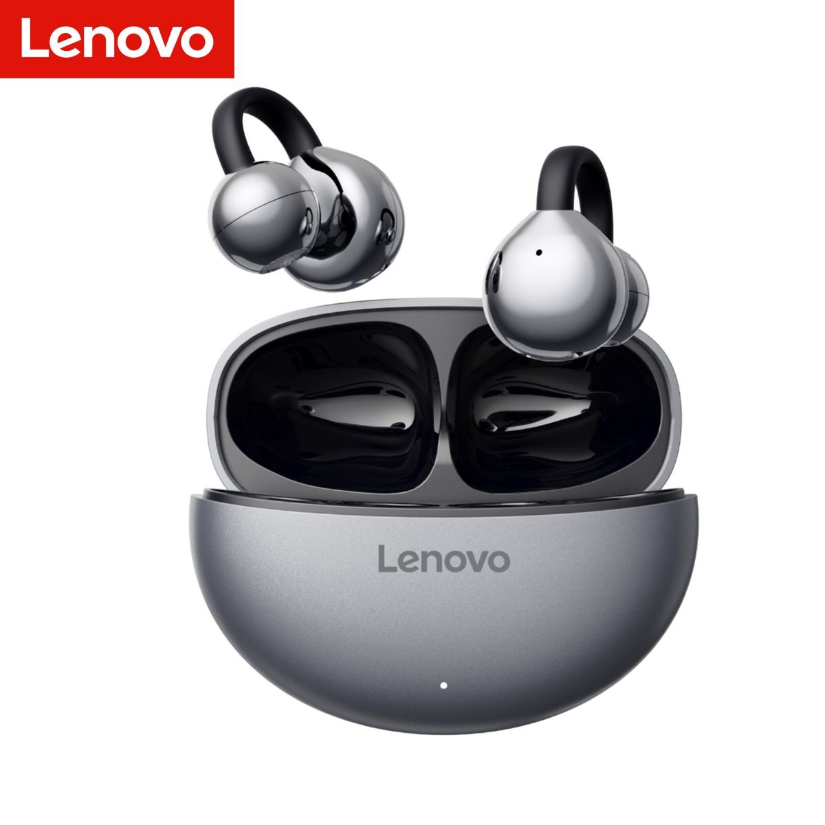 LENOVO - Audífono Lenovo TA140 Clip Ear Gris 24h Bluetooth 5.4