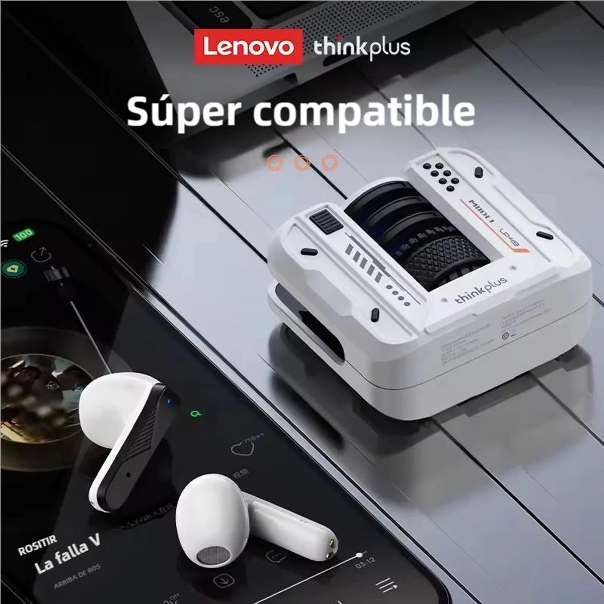 LENOVO - Audífono Lenovo LP49 Blanco 30h Bluetooth 5.4