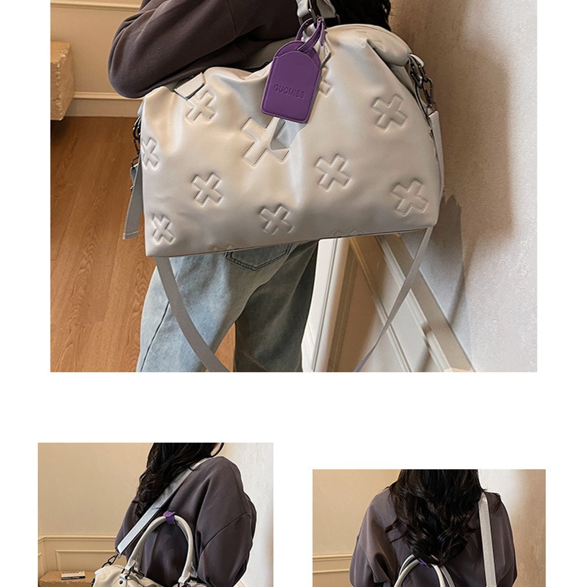 TIOZONEY - Bolsa Gran Capacidad Para Viajes Hombres Y Mujeres Deportes - Blanco