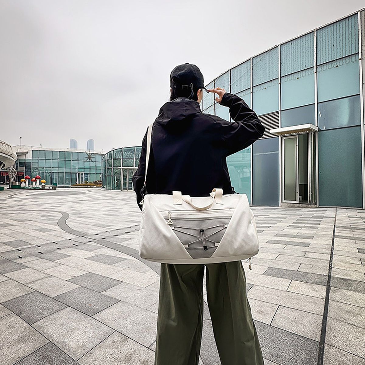 TIOZONEY - Bolsa Gran Capacidad Para Viajes Hombres Y Mujeres Deportes - Blanco