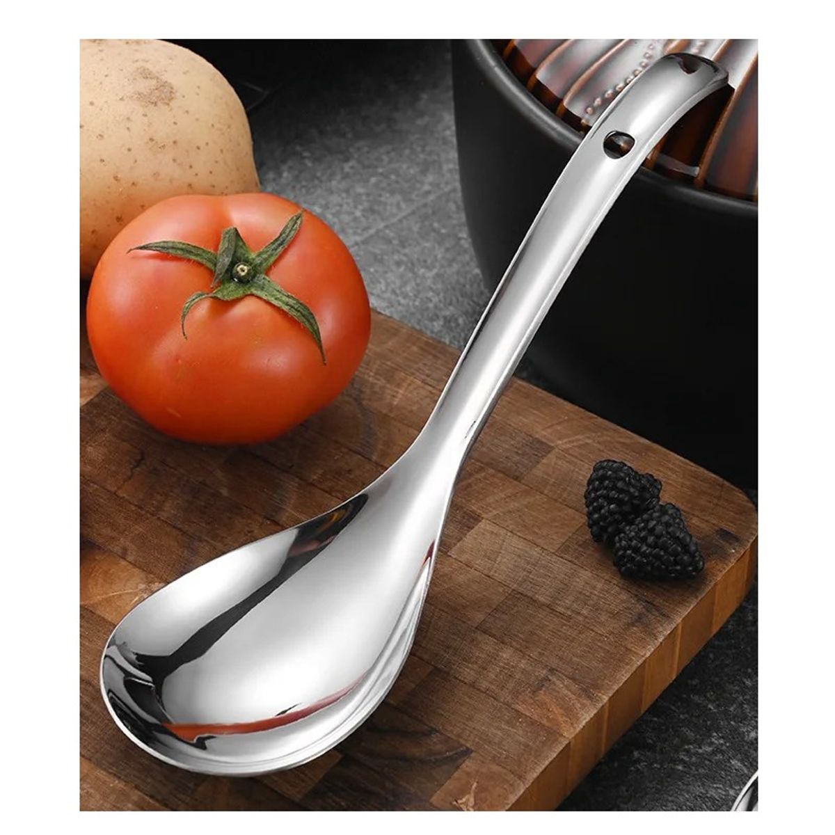 GENERICO - Kit x2 Cuchara Cucharon de alimentos de acero inoxidable 26x75cm