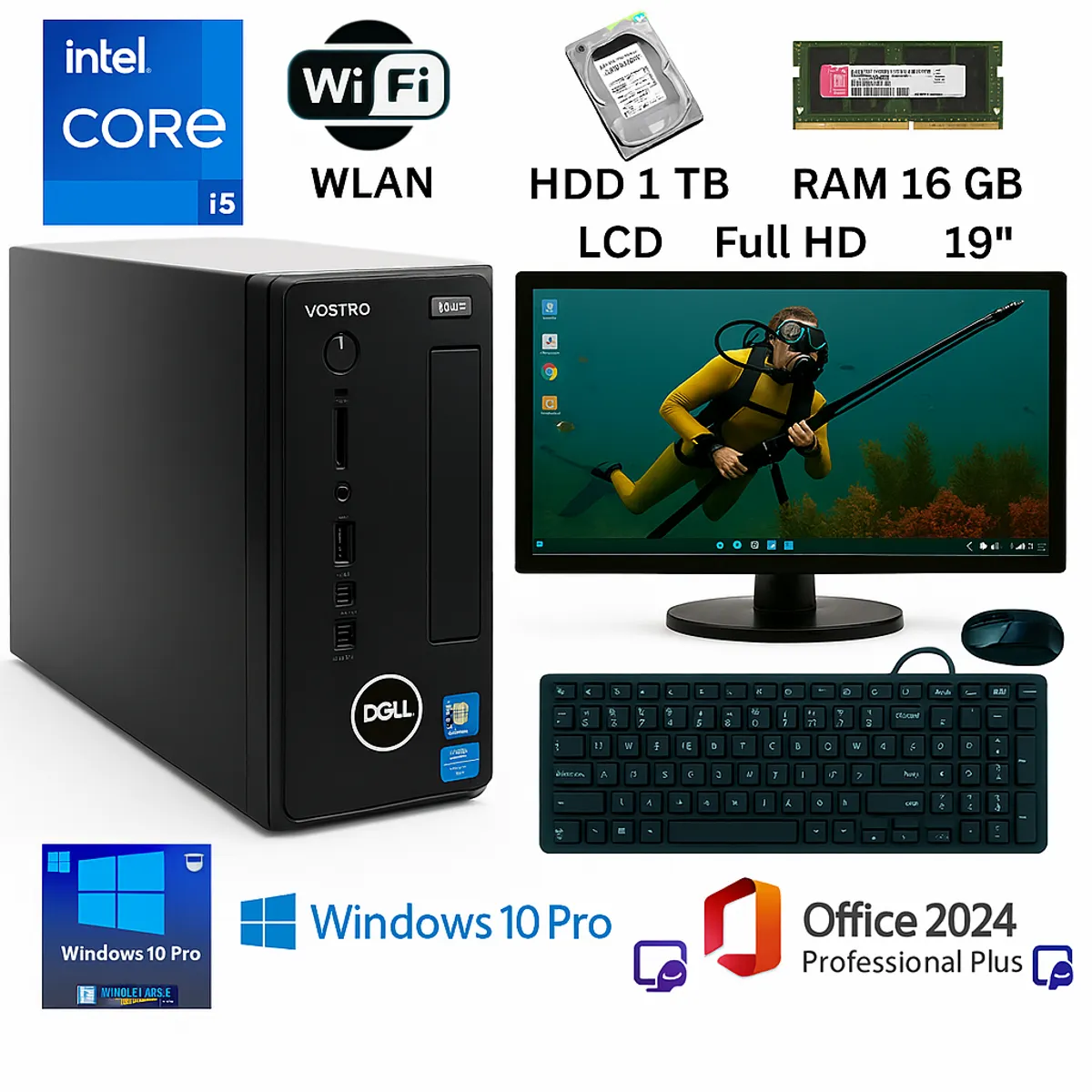 DELL - Computadora completa Dell D06S I5, RAM 16GB, HDD 1TB + Windows 11P y Office 2024 PP