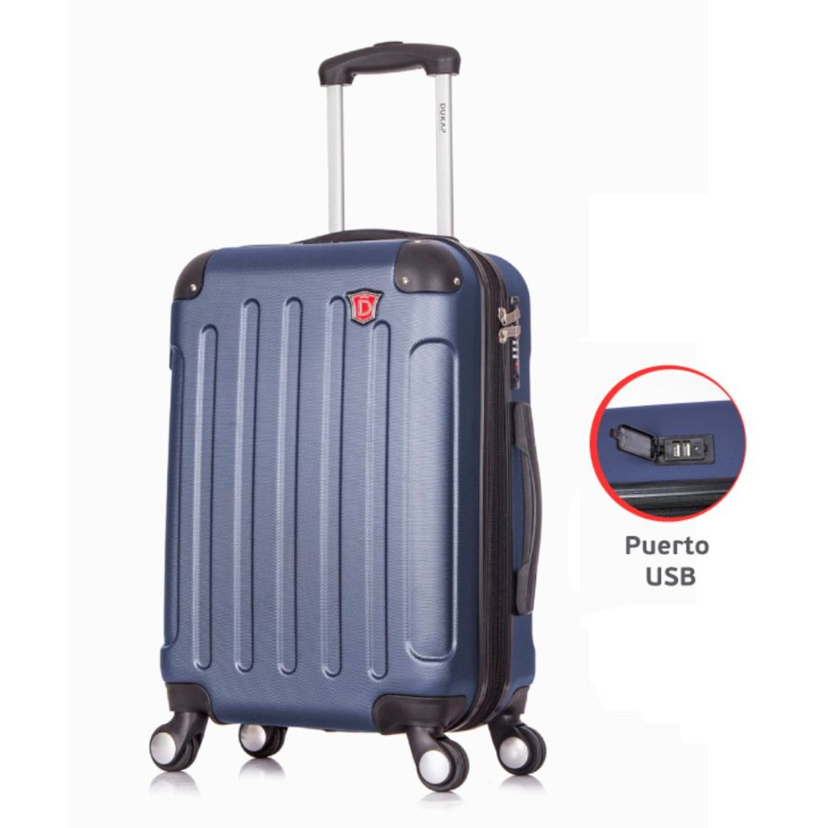 DUKAP - Maleta De Viaje 51cm Intely Azul - INPA Puerto USB Integrado