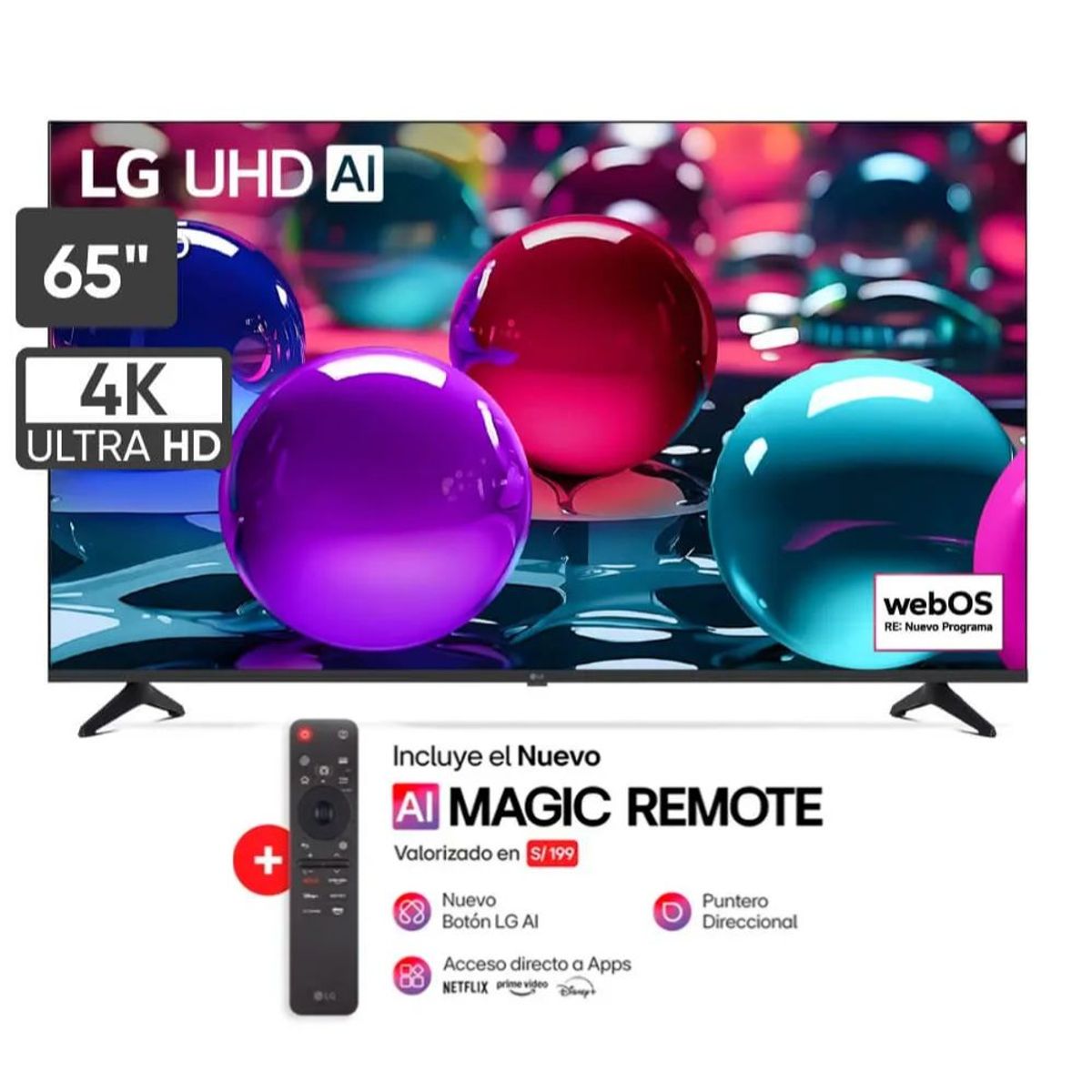 LG - Televisor Smart TV LG Led Uhd 65" 4K Thinq AI 65UA7300PSB 2025 + Control Magic Thinq IA