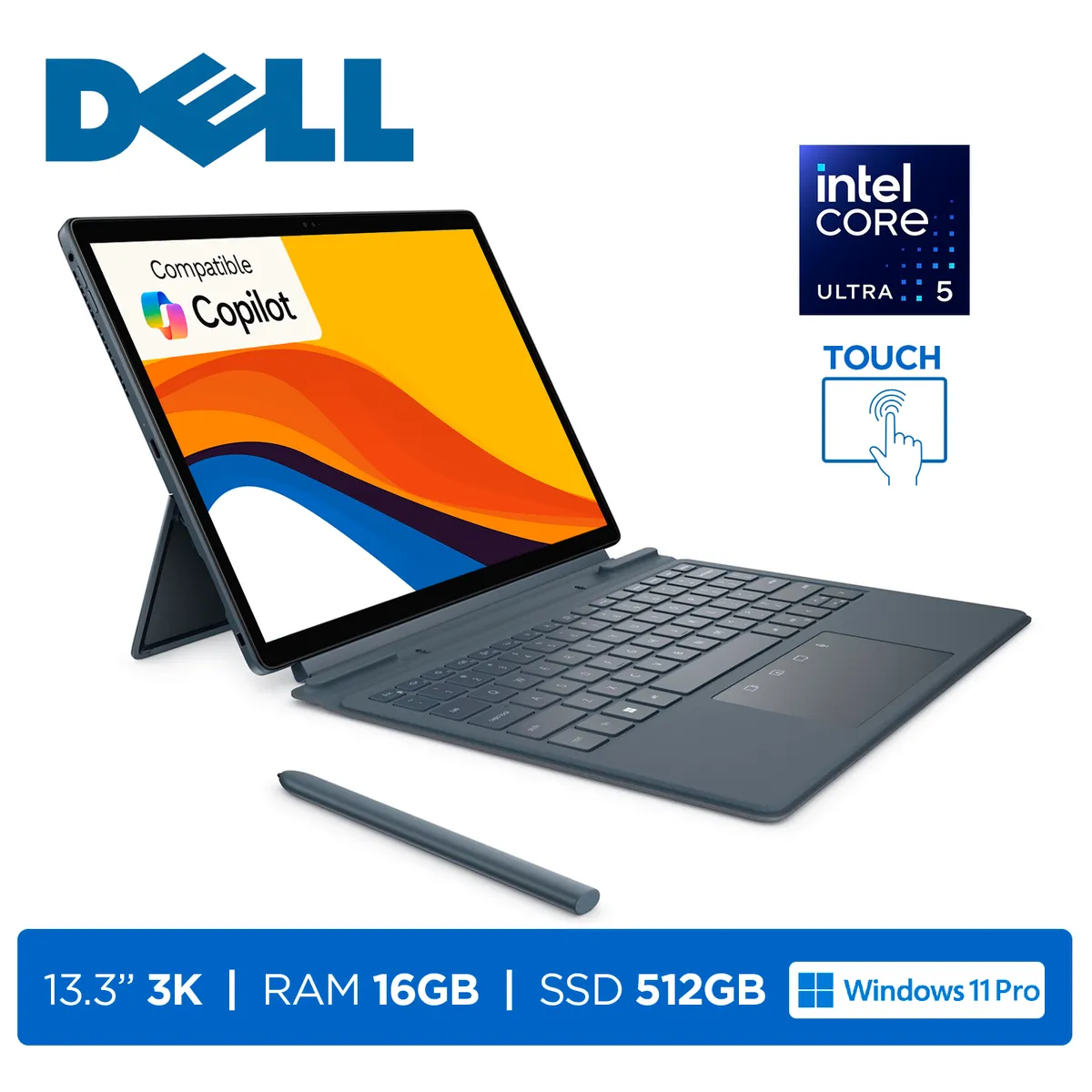 DELL - Tablet Dell Latitude 7350 13.3",Ultra 5 134U,16GB RAM,512GB SSD,3K Touch+teclado,azul