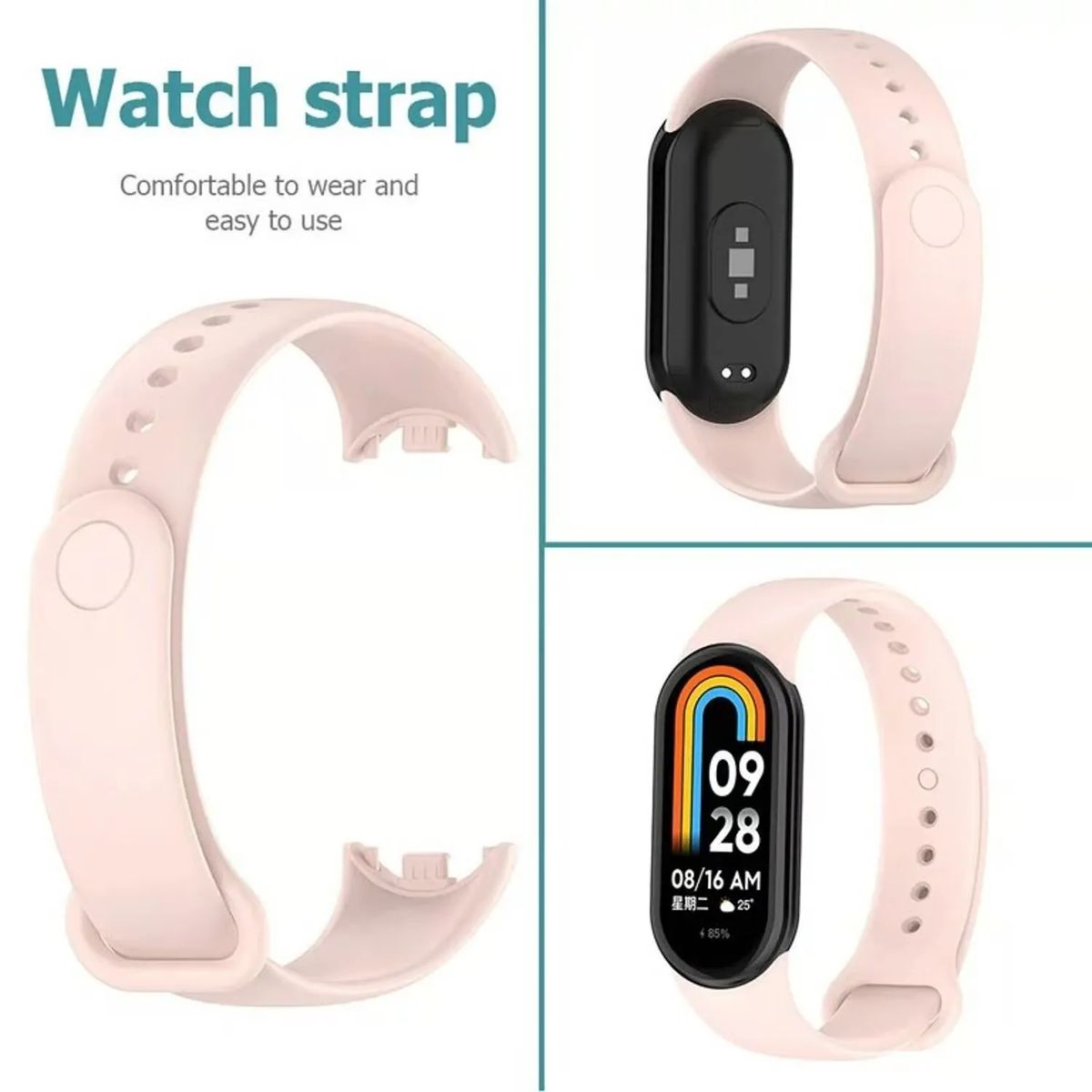 GENERICO - Corres Silicona + Bumper para Xiaomi Smart Band 10 - Rosado