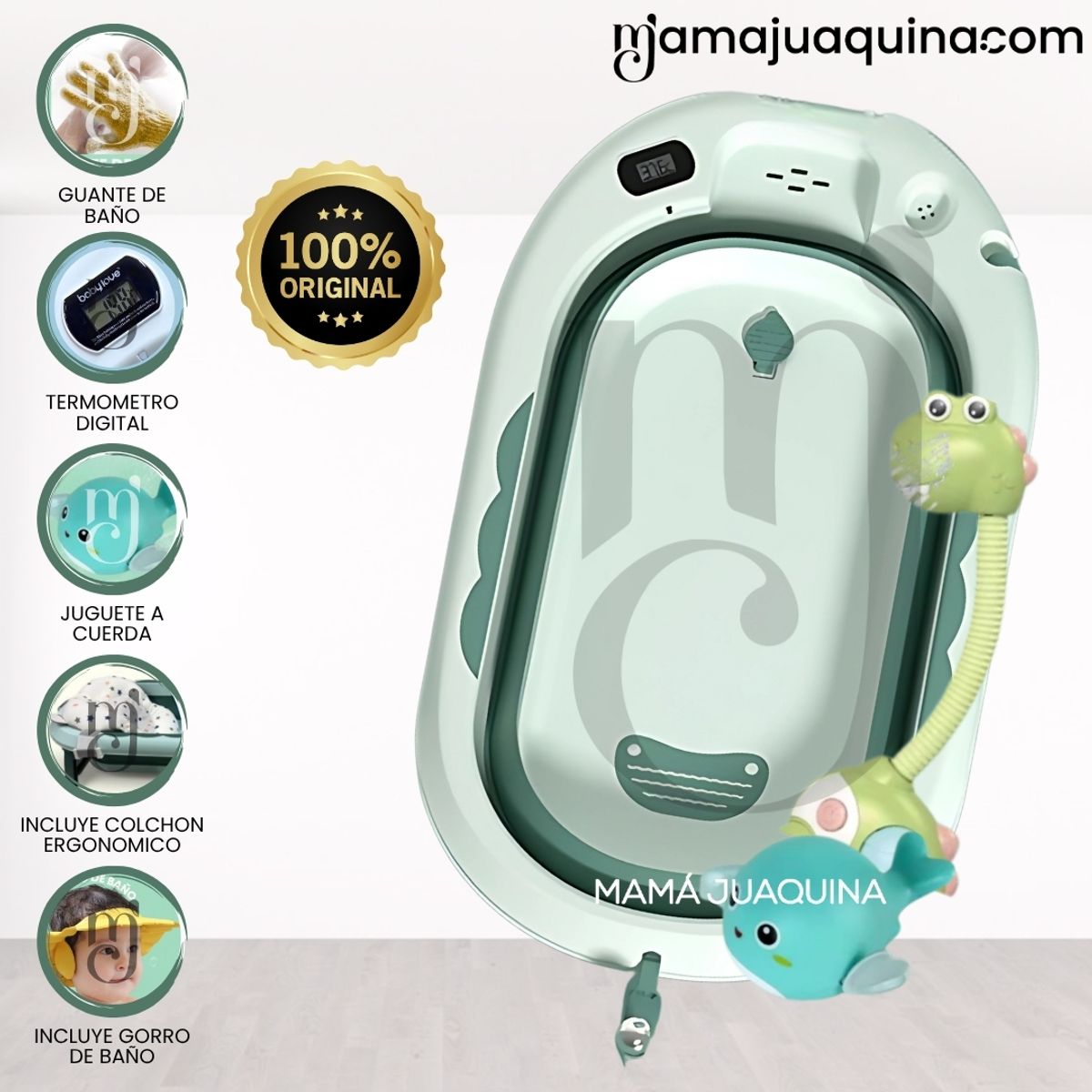 Baby - Bañera Plegable con Regadera «JADDE ROSSI» Green