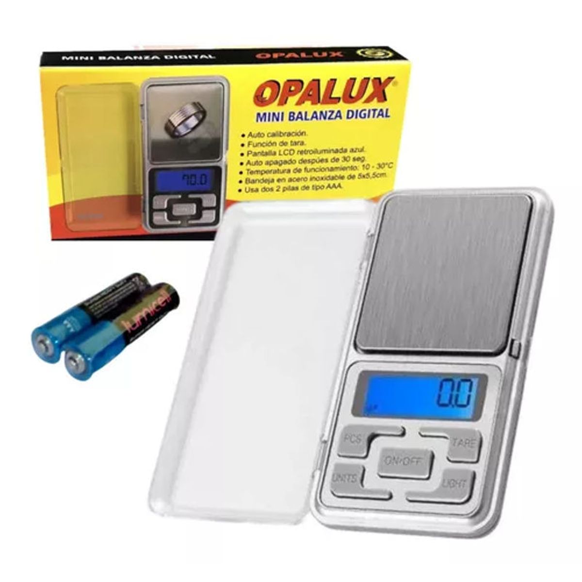 OPALUX - Balanza Digital Mini 1Gr-500Gr 2 pilas AAA Opalux OP-1724