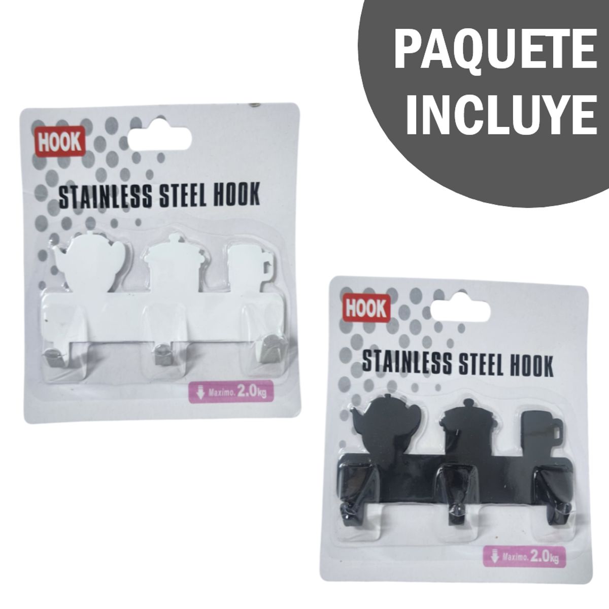 GENERICO - Set x2 Ganchos Adhesivos de Metal para Cocina