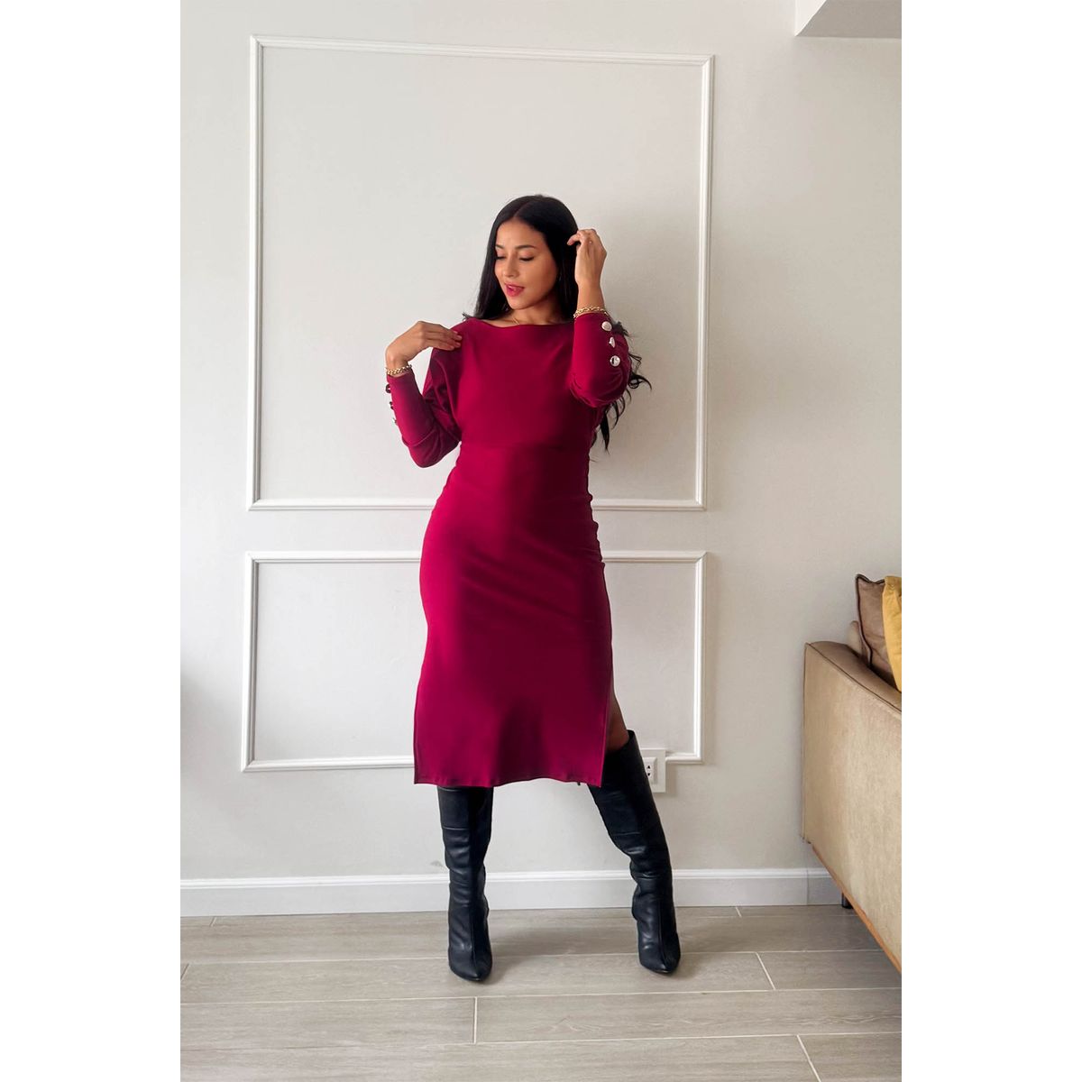 ARMA TU LOOK - VESTIDO ASHLEY MANGA MURCIELAGO CON BOTONES EN MANGAS