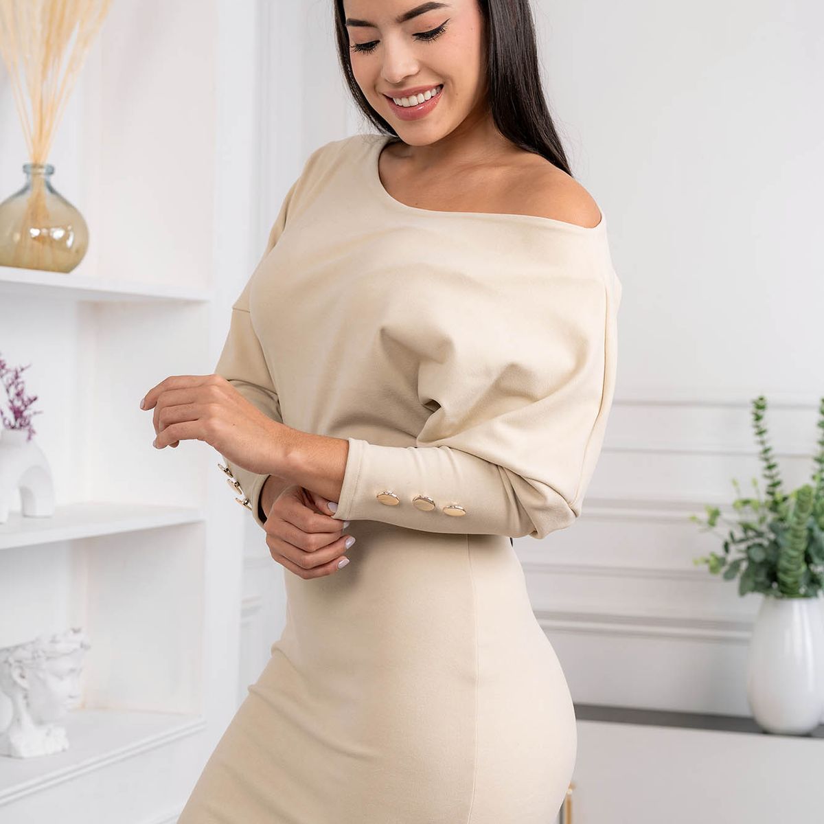 ARMA TU LOOK - VESTIDO ASHLEY MANGA MURCIELAGO CON BOTONES EN MANGAS