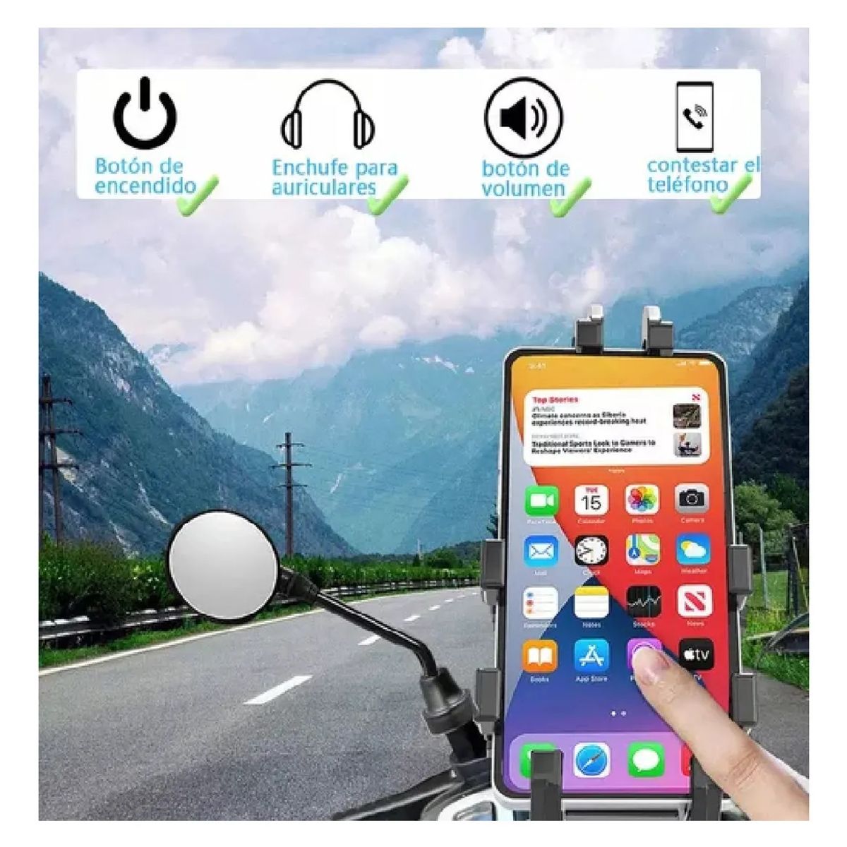 GENERICO - Soporte De 8 Puntos De Celular Para Espejo De Moto