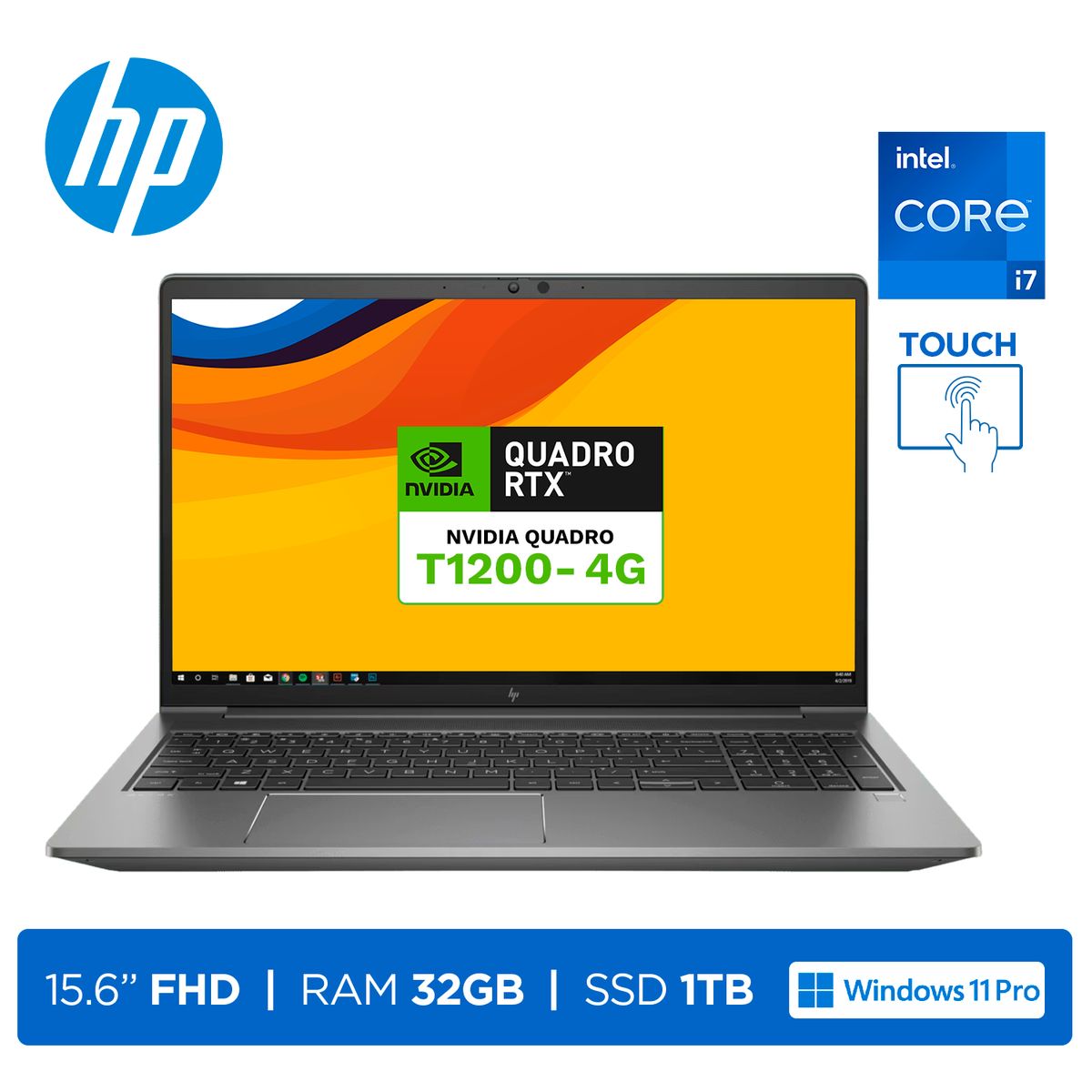 HP - Laptop HP ZBook Power G8 i7-11850H RAM32GB SSD1TB Video T1200 4GB 15.6 FHD Touch W11P Silver