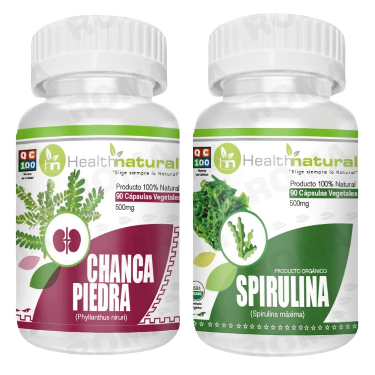 HEALTHNATURAL - CHANCA PIEDRA HEALTHNATURAL 500MG + SPIRULINA HEALTHNATURAL 500MG