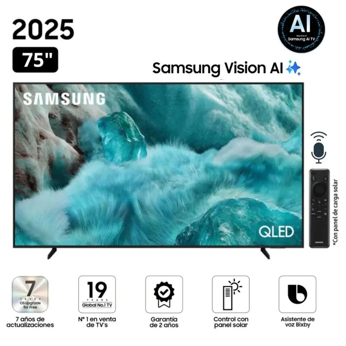 SAMSUNG - Televisor Samsung 75 QLED Q7F Vision Ai Smart Tv 2025