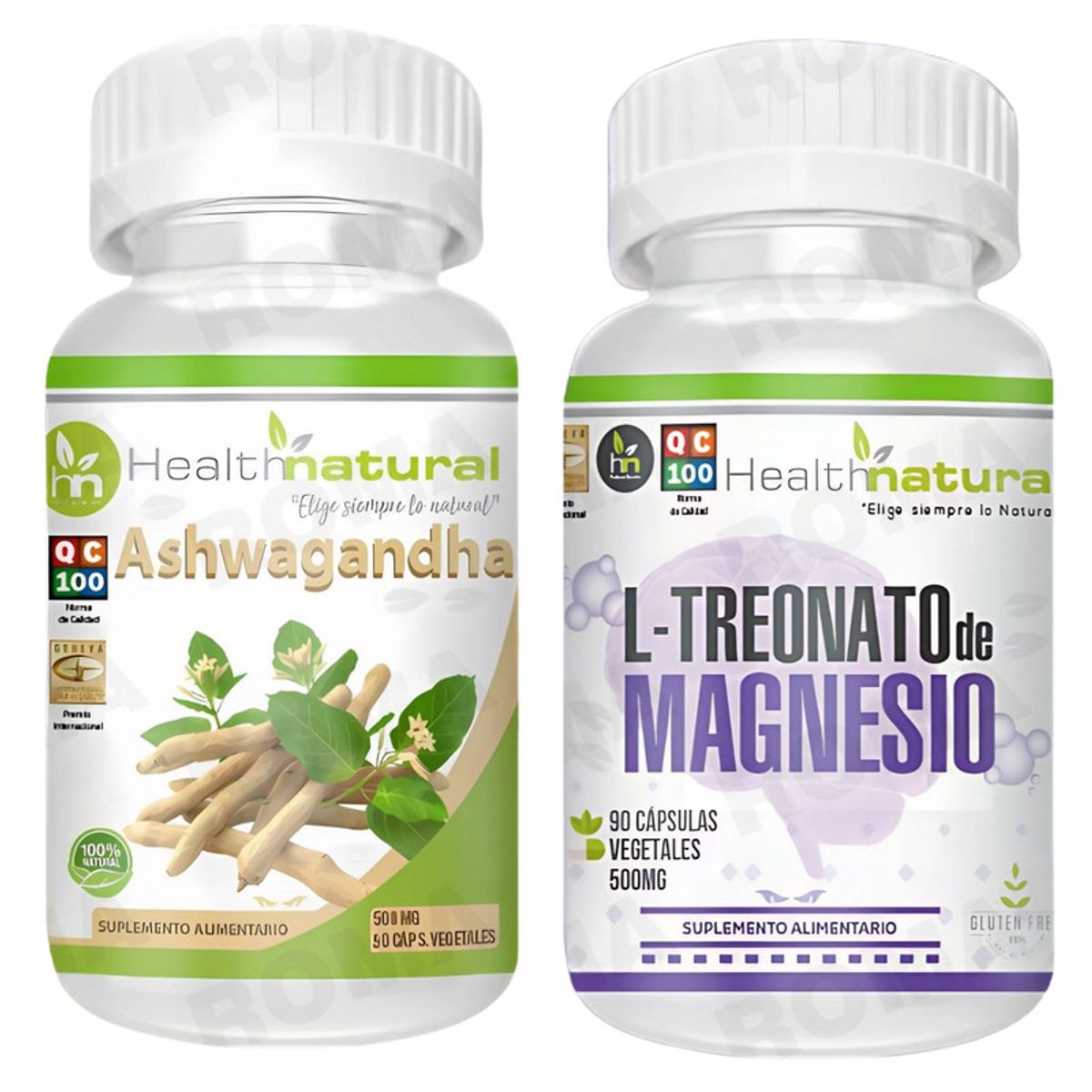 HEALTHNATURAL - ASHWAGANDHA HEALTHNATURAL + L-TREONATO DE MAGNESIO HEALTHNATURAL 500MG