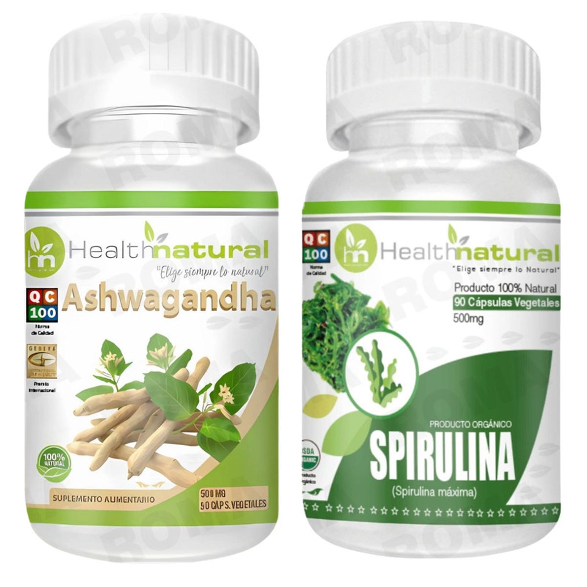 HEALTHNATURAL - ASHWAGANDHA HEALTHNATURAL 500MG + SPIRULINA HEALTHNATURAL 500MG