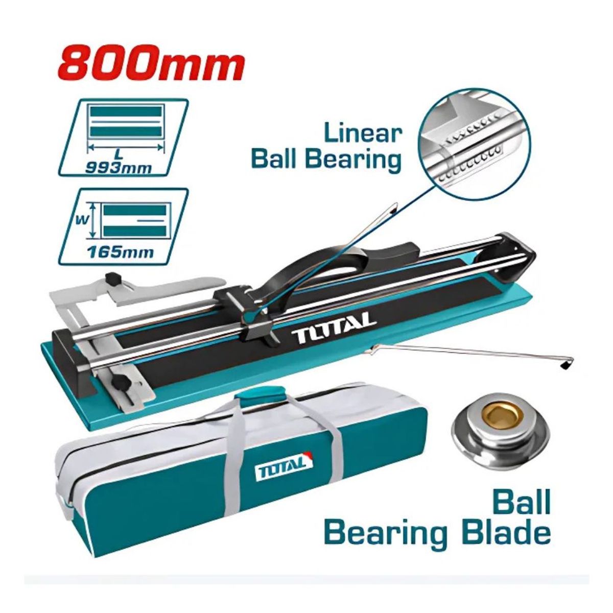 TOTAL TOOLS - Cortador de Mayolica 800MM CORTE 14MM Maletin Lona Industrial - THT578004