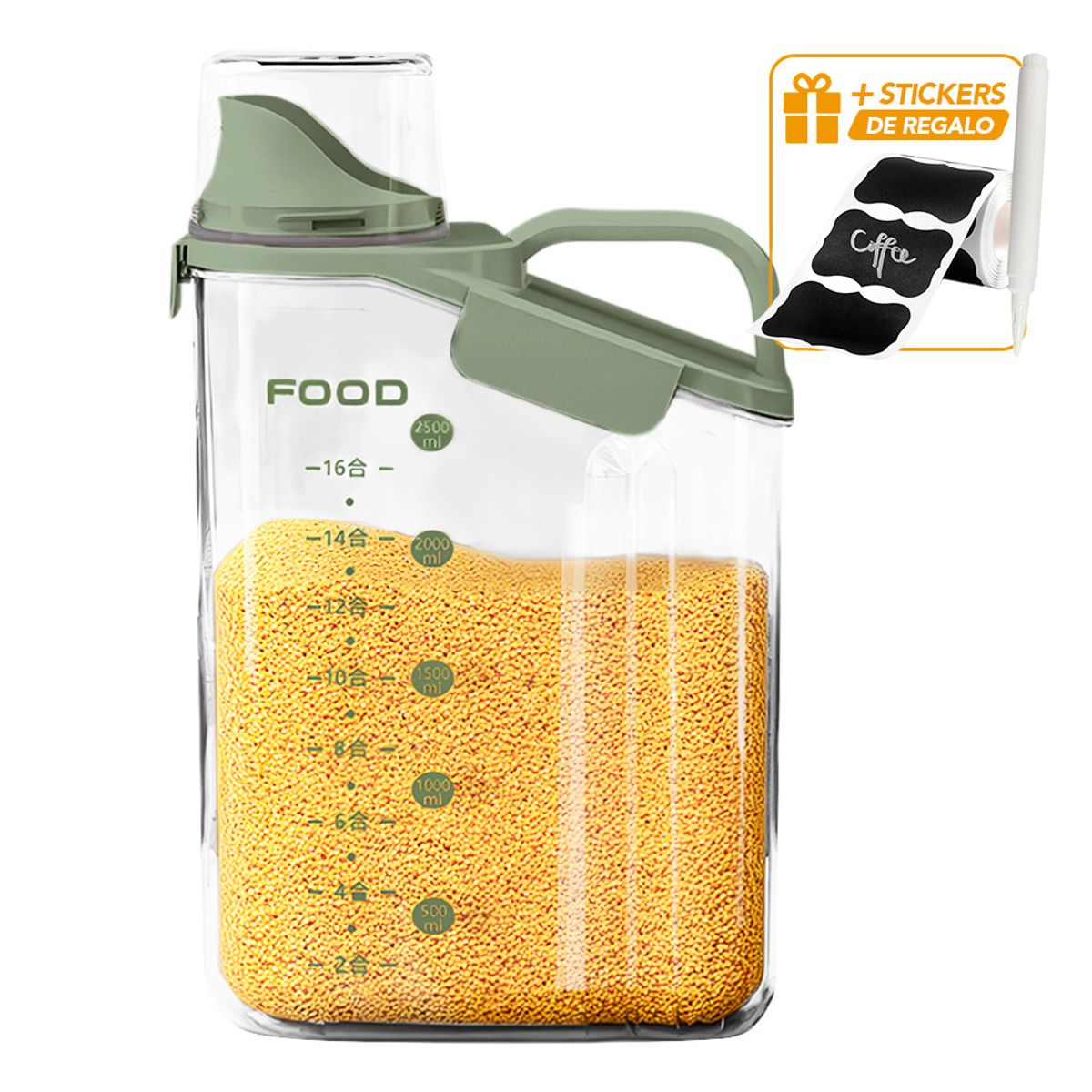 KELLER - Frasco Contenedor Hermético 2500 ML VD F15 Y Sticker CA7 de Regalo