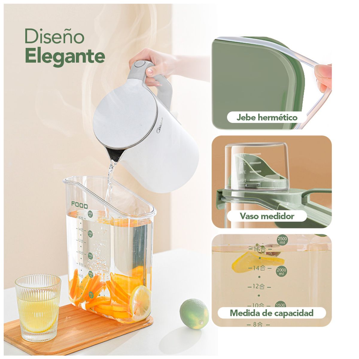 KELLER - Frasco Contenedor Hermético 2500 ML VD F15 Y Sticker CA7 de Regalo