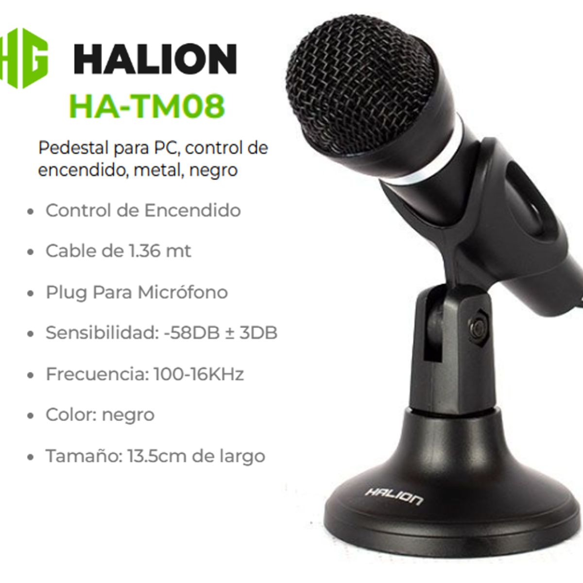 HALION - Microfono Pedestal HA-TM08 RGB HALION