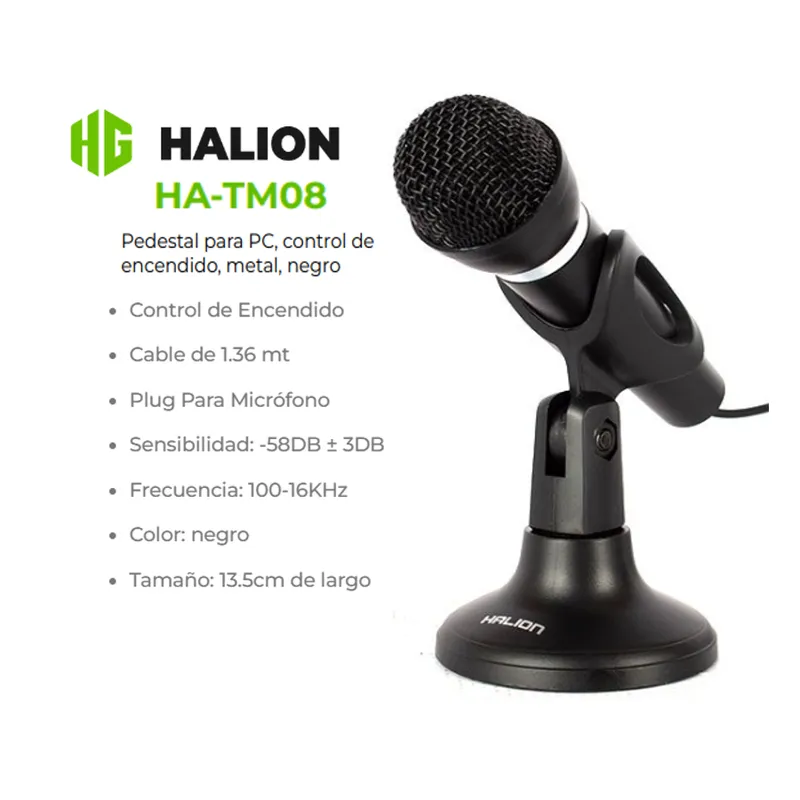HALION - Microfono Pedestal HA-TM08 RGB HALION