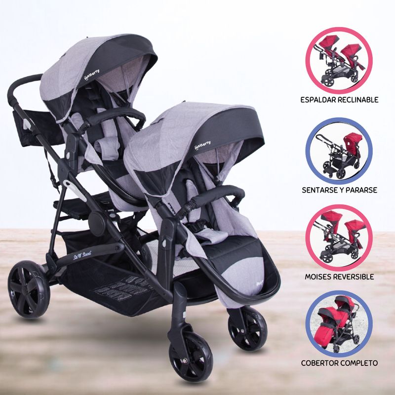 EBABY - Coche Cuna Mellicero para Bebés «DUO PRANT» Gray